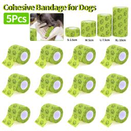 Auto adesivo bandagem para cães, tampa da perna, protetor, primeiros socorros, envoltório elástico, pet fornecimentos, verde, 5pcs - Image 1