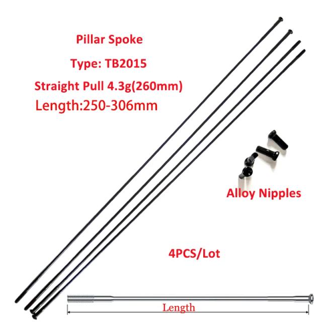 Pilar TB2015 Raio FG14 2.0mm Triplo Butted Aço Inoxidável Preto 250-306mm Liga Mamilo 4 pçs/lote