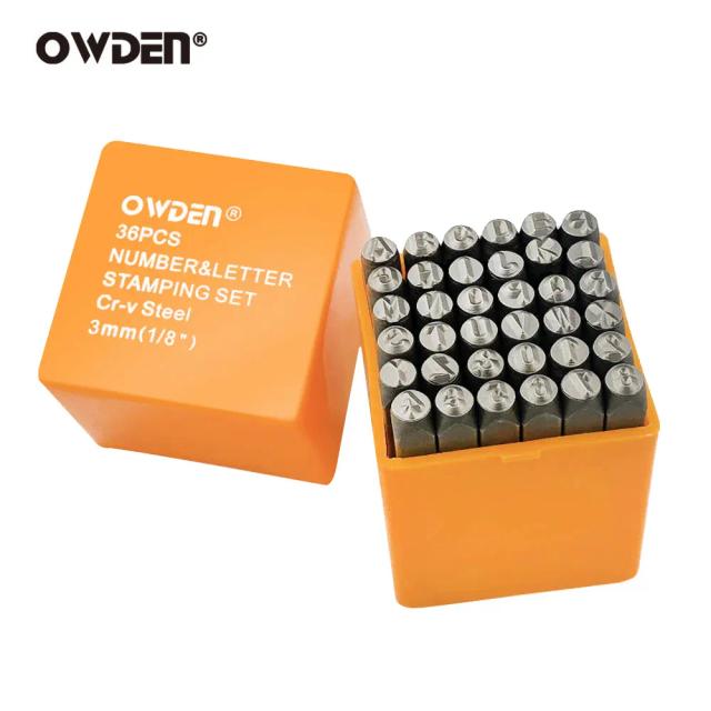 Conjunto OWDEN de 36 Peças: Carimbo de Metal de Aço com Números e Letras para Estampagem em Joias