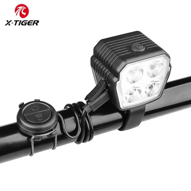 Farol e Sino Elétrico 2 em 1 X-TIGER para Bicicleta - Luzes de Segurança Noturna com 300 Lumens e 120dB de Alerta