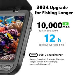 Câmera de pesca subaquática HD 1080P, câmera de pesca no gelo de 7 polegadas, câmera de pescador subaquática com bateria de 10000mAh - Image 5