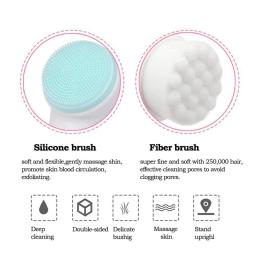 Limpador Facial De Silicone Bilateral, Massagem Manual, Cerdas Macias, Frente e verso, Escova 3D Face, Ferramentas De Limpeza - Image 6