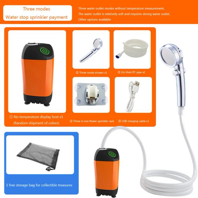 Chuveiro Portátil para Acampamento com Display Digital e Bomba Elétrica à Prova D'Água IPX7, Ideal para Viagens e Rega de Animais - 4800mAh