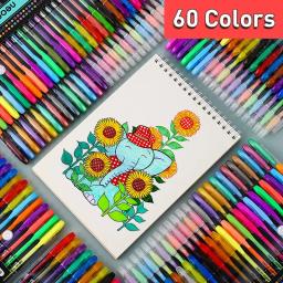 12/24/36/48/60 peças caneta gel de cor fluorescente com glitter metálico para estudantes escolares escritório livro para colorir diários desenho marcador de arte - Image 1