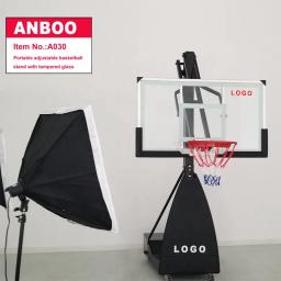 Suporte portátil ajustável do basquetebol, sistema do aro, placa do vidro moderado, móvel - Image 2