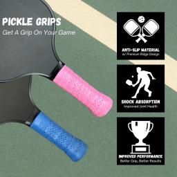 Apertos de raquete de tênis, Absorvente de suor, Fita antiderrapante, Fita adesiva para alças, Raquete Pickleball, 1 par - Image 5