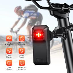 Camaroca-W100 Bicicleta Retrovisor e Radar Luz Traseira, Brake Sensing Lamp, Saddle Seatpost, Ebike, impermeável, ciclismo, bicicleta taillight - Image 1