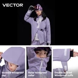 VECTOR Jaqueta de esqui de algodão parcial 3L para homens e mulheres, à prova de vento e à prova d'água, nylon, borracha de pressão total, roupas de esqui ao ar livre - Image 4