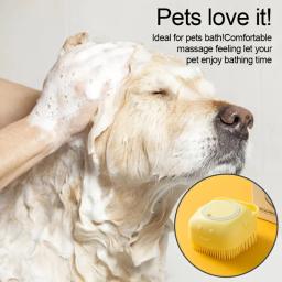 Pet escova de banho com sabonete e shampoo dispensador, gato massagem pente, cerdas macias grooming scrubber, pet fornecimentos, cães e gatos - Image 2
