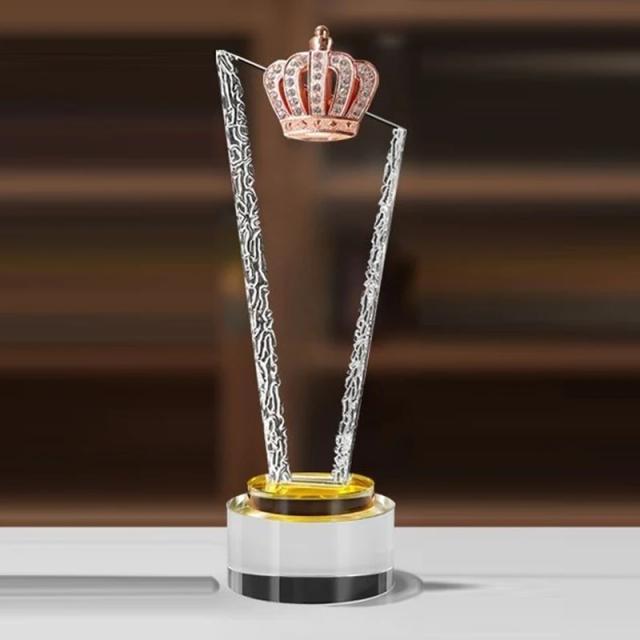Troféu de Cristal Personalizado para Premiação de Funcionários - Ouro, Prata e Cobre - Lembrança de Ofício e Decoração para o Lar, 1 Unidade