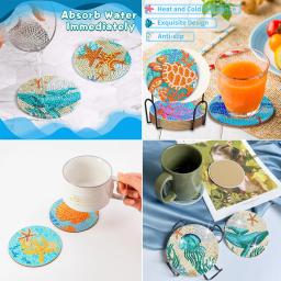 Porta-copos para bebidas, arte diamantada DIY, Kits de copos para adultos e crianças, artesanato para iniciantes, 8 peças por conjunto - Image 4