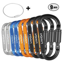 Lixada-liga de alumínio D-ring bloqueio mosquetão Clip Set, parafuso de bloqueio, pendurado gancho, fivela Keychain, Outdoor Multi Tools, 9 Pack - Image 1