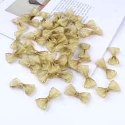 Laços de fita dourada, Bowknot para presente de Natal, Envolvimento de flores, Festa de casamento DIY, Artesanato, 50pcs - Image 5