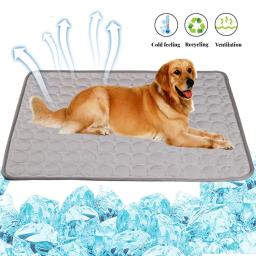 Esteira de seda gelada para pet, Esteira fresca para cachorro, Suprimentos para gatos, Pequeno e grande, Respirável, Verão - Image 2