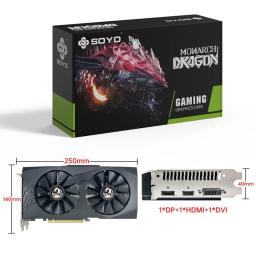 SOYO-Radeon RX580 Placas gráficas, Memória GDDR5, Placa de videogame, Componentes do computador desktop, GPU PCIE3.0 x16, AMD RX 580 8G - Image 3