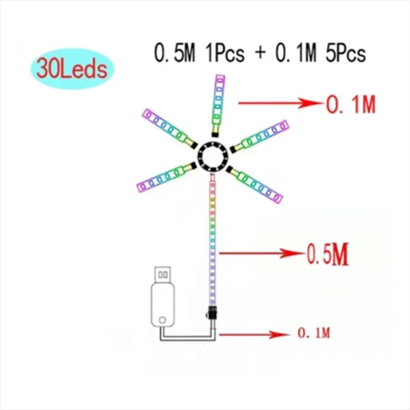 Luzes LED de Fogos de Artifício com Controle Remoto, Cor RGB, 213 Modos Dinâmicos, Fita LED, Decoração de Natal e Aniversário - Image 1