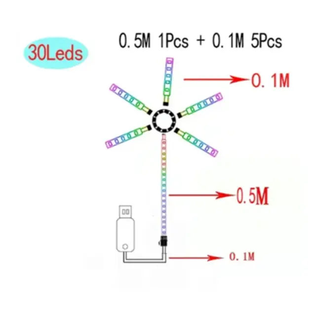 Fita LED de Fogos de Artifício com Controle Remoto, RGB e 213 Modos Dinâmicos para Natal e Aniversários