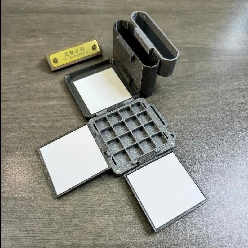 Paleta de cores cerâmica para aquarela, Impresso 3D, Caixa 4 vezes, Pintura de Viagem, Esboço ao ar livre, Ferramenta de armazenamento de pigmentos, 9 Grid, 16 Grid - Image 1