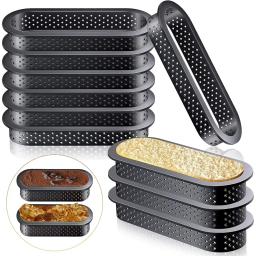 Conjunto De Moldes De Torta De Ovo Perfurado De Plástico, Bolo De Mousse Em Forma Oval Preto, Pastelaria Decorat, Ferramentas De Sobremesa Francesa Para Cozimento De Festa, 10Pcs - Image 1