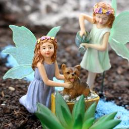 Banhando o cachorro Fadas de jardim Artesanato, micro decoração de paisagem em vasos, resina artesanato estátua arte, anjo criativo, 1 conjunto - Image 2