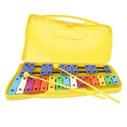 Xilofone profissional com chaves do metal, criança amigável, instrumento musical alumínio, caixa amarela, 25 nota - Image 1