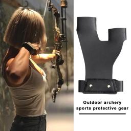 Ao ar livre tiro com arco luva, durável arco handguard, falso couro mão guarda, protetor de dedo para jovens e adultos - Image 6