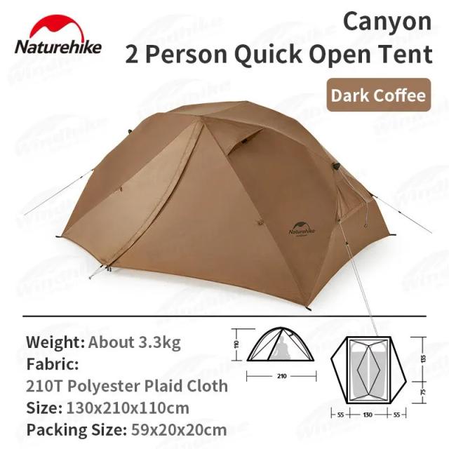 Tenda Automática Naturehike Canyon para 2 Pessoas: Ultralight, Impermeável e Portátil com Abertura Rápida para Aventuras ao Ar Livre