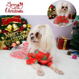 Roupas para cães de natal roupas para animais de estimação de inverno vestidos quente bonito impresso saia para cães filhote de cachorro gato gatinho de algodão gatos traje roupas para animais de estimação - Image 5