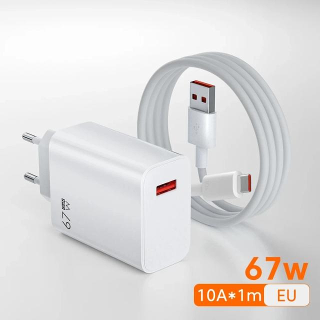 Xiaomi 67w carregador turbo carga rápida adaptador ue/eua cabo usb tipo c para redmi nota pro mi 13 lite k60 k60e k50 civi 3 2