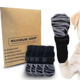 Meias para cães, garras quentes ao ar livre, sapatos antiderrapantes, aderência extra grossa, gancho e prendedor de laço, suprimentos de proteção para os pés para animais - Image 4