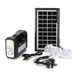 Kit Placa Solar Portatil 3 Lamp. Led Luz Emergencia Lk-3102 - Image 1