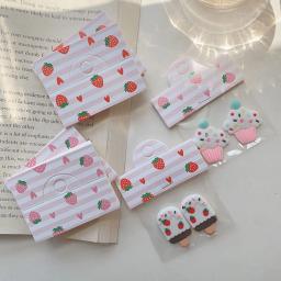 Cartões de papel de embalagem dobrável, cartões rosa para joias artesanais, papelão de exibição de flores pendurado no varejo 6,4x4cm, 50 unidades por lote - Image 2