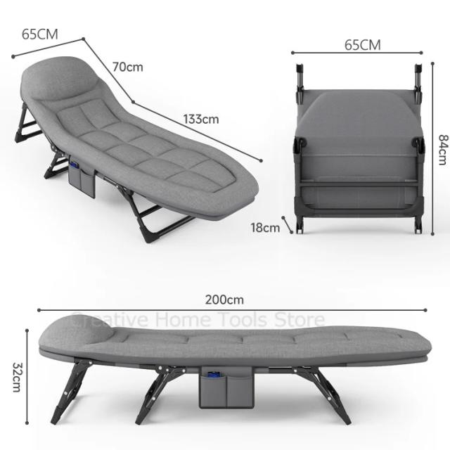 Cama Dobrável Ultraleve Portátil para Acampamento e Uso Externo com Encosto Reclinável - Ideal para Praia, Escritório e Sofá