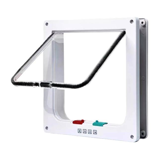 Porta Flap para Gatos com Trava de Segurança 4 Vias Plástico ABS Pequeno Pet Gate