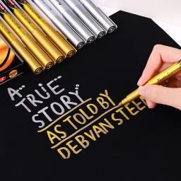 Gold Silver Color Maker Pen Craft Pen DIY Impermeável Paint Pen Sign Mark Metal Pen Greeting Card Caligrafia Highlight Maker Pen - Image 2