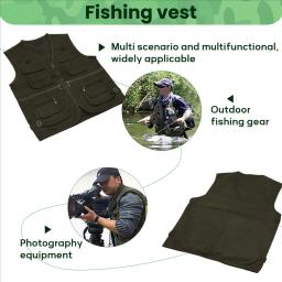 AC22-Colete de pesca masculino com zíper com vários bolsos para fotografia/caça/viagens esportivas ao ar livre - Image 2