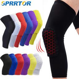 1pc esportes segurança joelheira anti-colisão ventilação vôlei basquete joelheira meias de compressão joelho favo de mel envolve cinta - Image 1