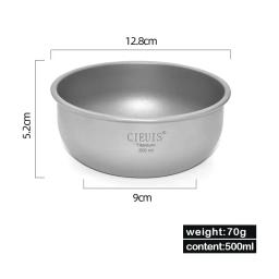 Pratos de tigela de titânio de camada única 400ml 500ml acampamento ao ar livre portátil pan prato pires talheres para comida piquenique edc - Image 6