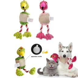 Papagaio Forma Pelúcia Brinquedos Do Cão, Adorável Flamingo Cor Brilhante, Resistente à mordida, Moagem dos dentes e som do produto, Pet Chew Squeaky Toy - Image 6