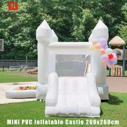 Castelo inflável branco pequeno da casa do salto com ventilador pvc bouncy castelo jumper para crianças 1-6 anos festa de casamento de aniversário - Image 5