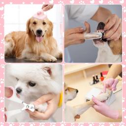 Auto-limpeza Grooming Set com Pet Nail Clippers e Arquivos, Escova Do Cão, Shampoo Escova De Banho, Flea Comb, 8 Pcs - Image 5