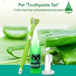 Pet Escova e Creme Dental Set, Gel Creme Dental, Silicone Dedo Toothbrush, Professional Dental Floss, limpeza dos dentes - Image 2