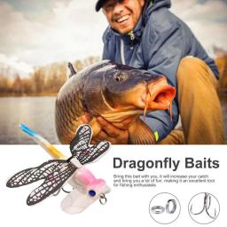 Topwater libélula moscas secas inseto isca de pesca com mosca 6.2g 75mm truta popper isca artificial wobblers para corrico isca dura 1 pçs - Image 4