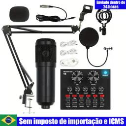 Conjunto de placa de som bm800 v8, microfone condensador de áudio profissional, microfone de canto para estúdio, gravação de podcast de karaokê, transmissão ao vivo - Image 1