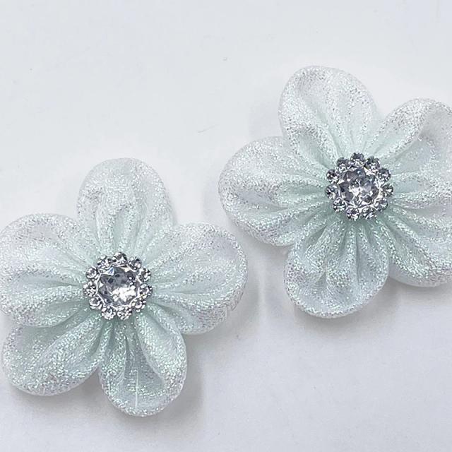 Conjunto de 20 Pecas de Fita de Organza com Flores, Laços e Strass para Artesanato e Casamentos E407