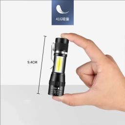 Lanterna LED portátil com bateria embutida, tocha de emergência à prova d'água, luz recarregável, luz de flash zoom, 3 modos, T6 COB - Image 4