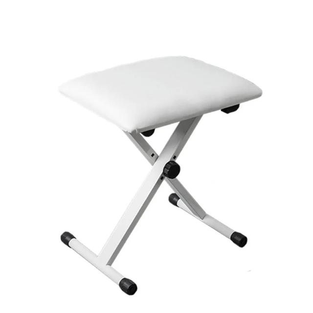Banquinho Piano Branco X-Shaped com Altura Ajustável em 3 Níveis, Ideal para Tecladistas e Acessórios Musicais