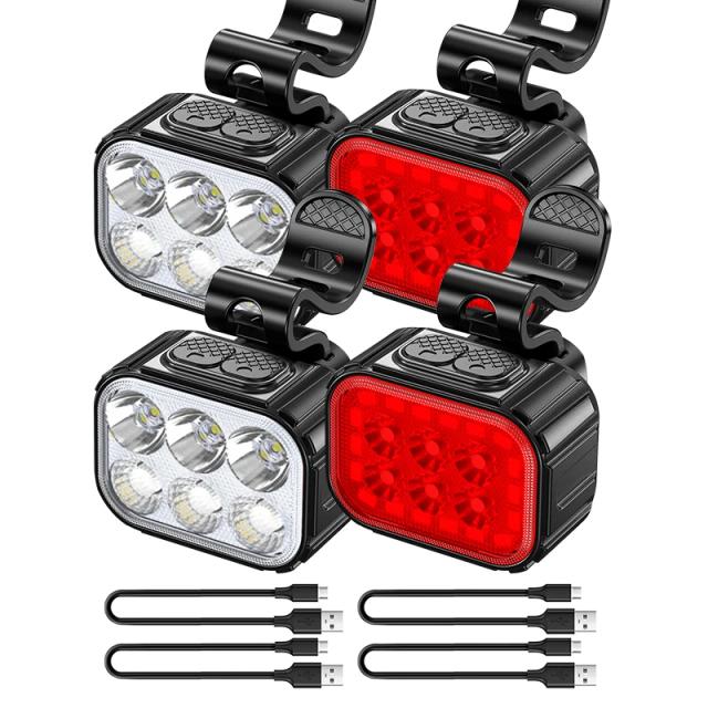 Luzes LED Q6 para Bicicleta: Farol Frontal e Lanterna Traseira USB, Acessórios Essenciais para Ciclismo