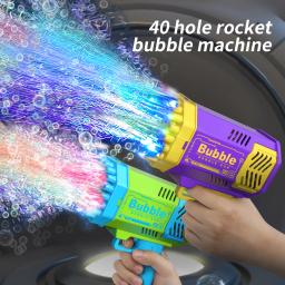 40 buracos máquina de bolha elétrica portátil espaço automático luz bolha arma crianças brinquedos batalha ao ar livre sem bolha água - Image 2