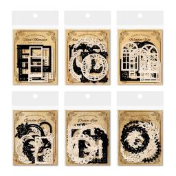 Journamm-Recorte Quadro Craft Paper, DIY Scrapbooking Materiais, Lixo Diário, Papelaria Colagem, Preto e Branco, Decoração, 16pcs por pacote - Image 5
